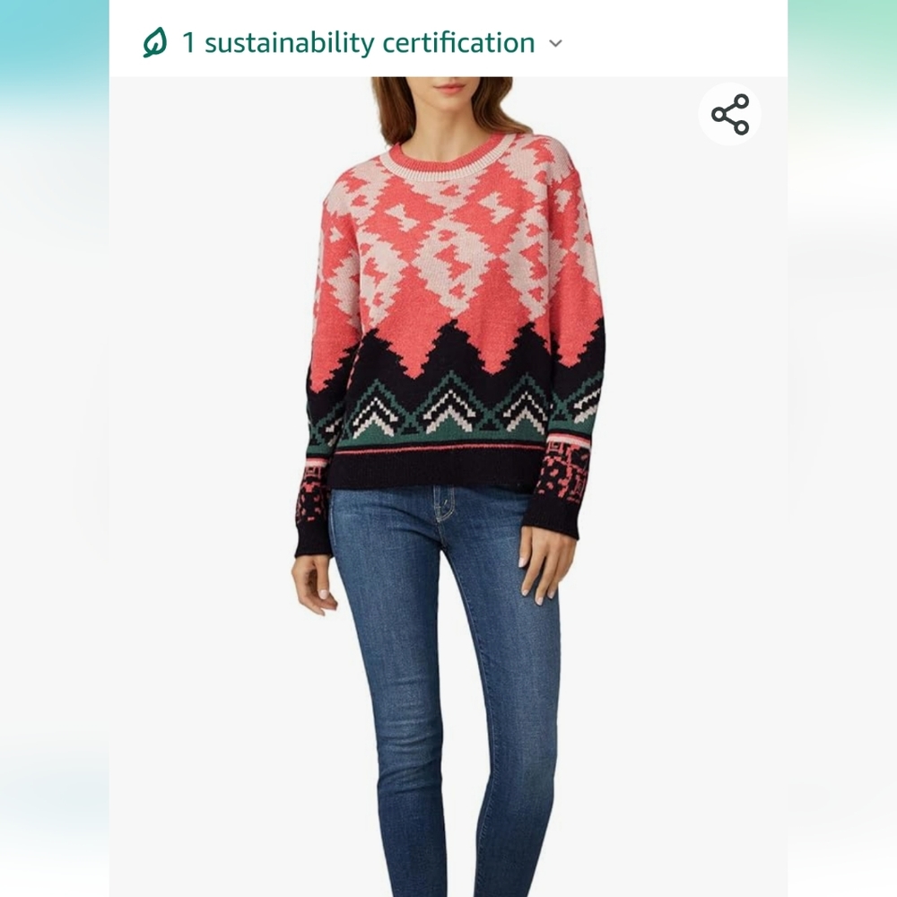 Aldo Martins Pink, Black & Green Patterned Womens Sweater